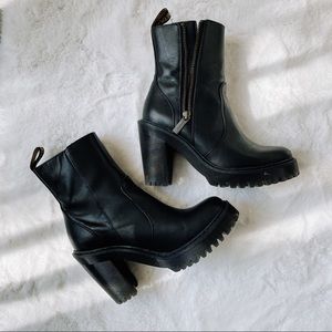 Dr. Martens Black Magdalena II Combat Heel Boot